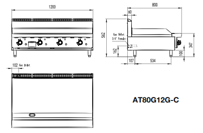 1200 MM HOTPLATE LPG AT80G12G-C-LPG