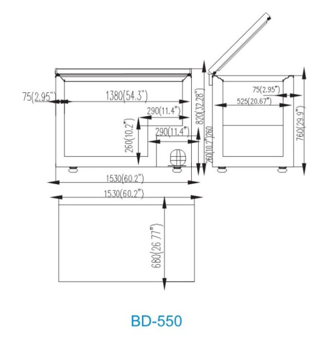 SOLID DOOR CHEST FREEZER 550 BD-550