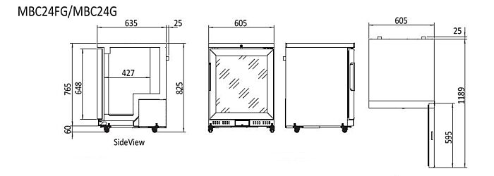 CHILLER FREEZER CABINET GLASS DOOR - MBC24FG MBC24FG