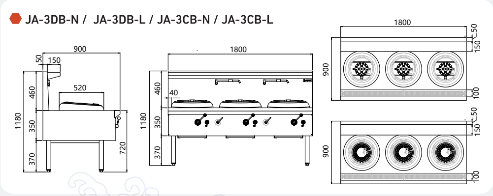 Jasper Triple Wok (duckbill burner) LPG - JA-3DB-L